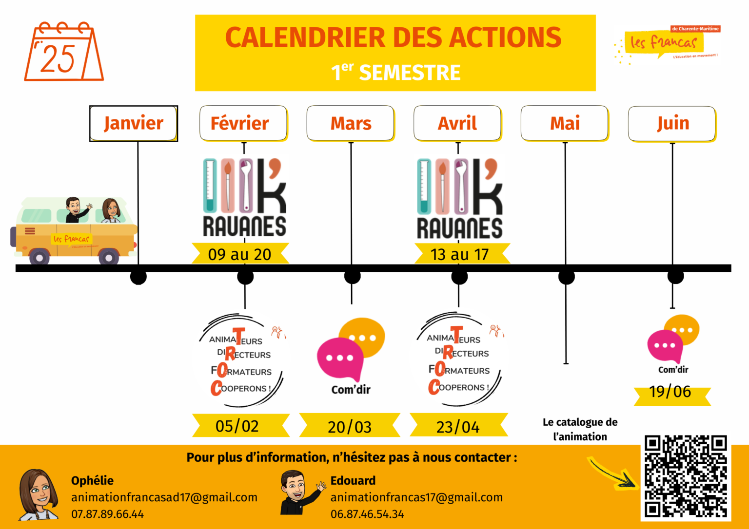 Le calendrier de l&rsquo;animation – Semestre 1